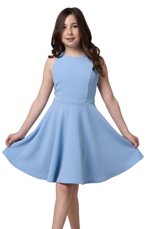 Un Deux Trois Textured Stretch Racerback Dress In Blue