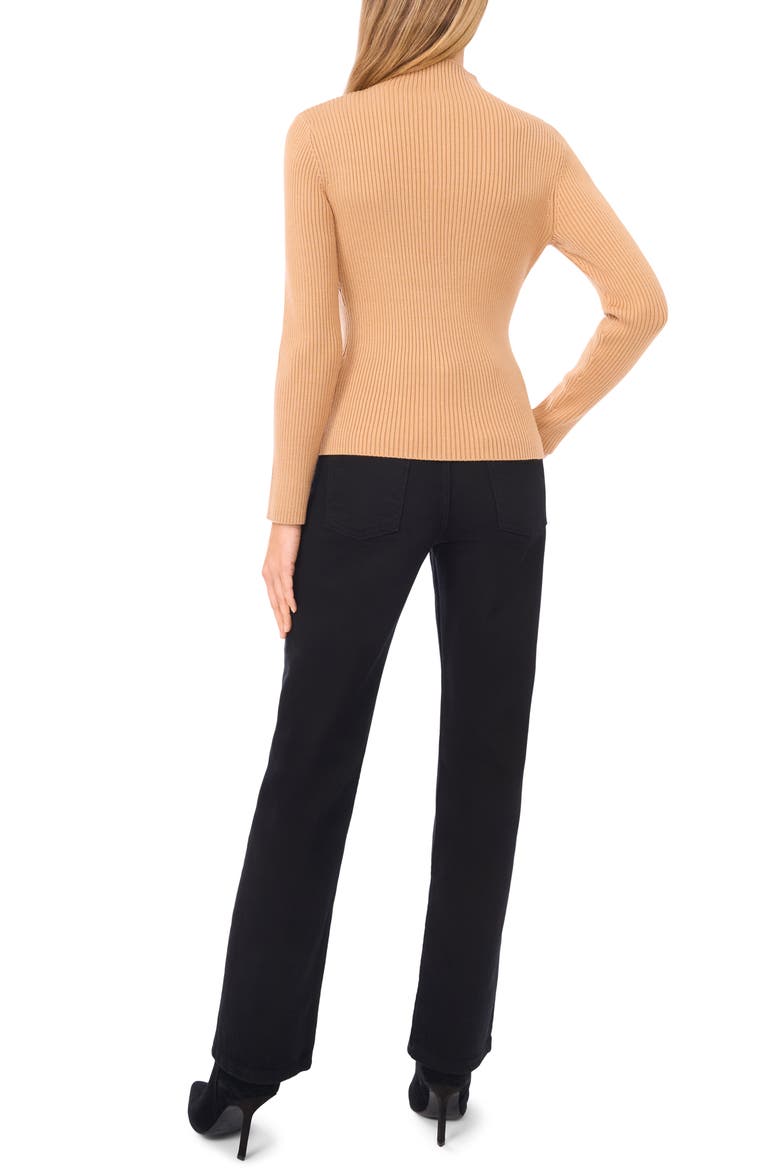 Rib Quarter Zip Sweater, Alternate, color, LATTE HEATHER