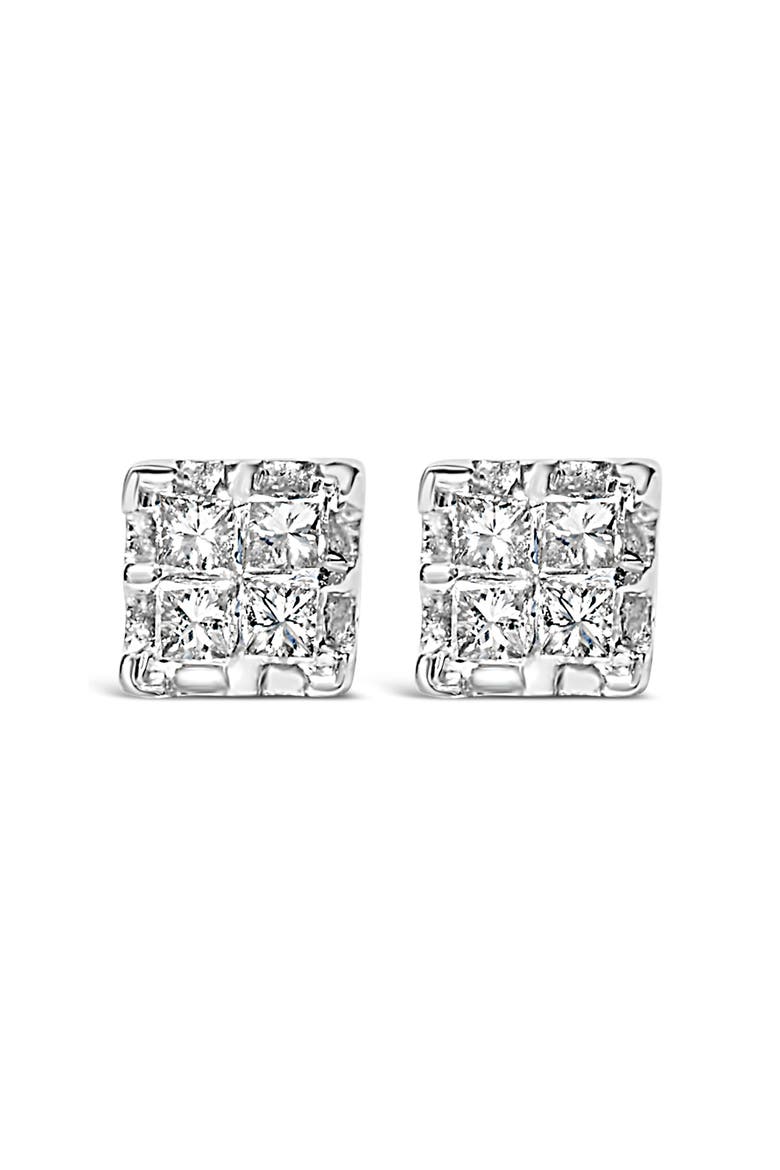 10k Yellow Gold Princess Diamond Quad Stud Earrings, Main, color, Yellow