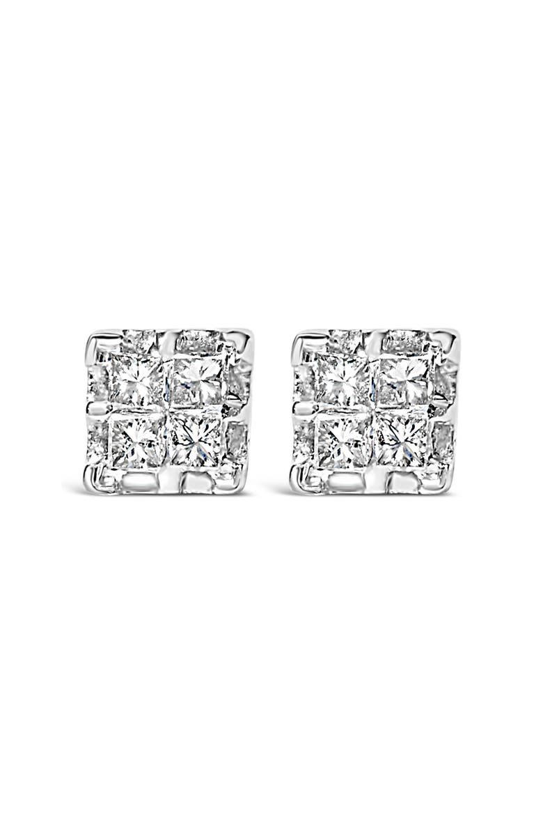 Haus of Brilliance 10k Yellow Gold Princess Diamond Quad Stud Earrings, Main, color, Yellow
