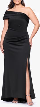 Xscape Evenings Pleated One-Shoulder Mermaid Gown