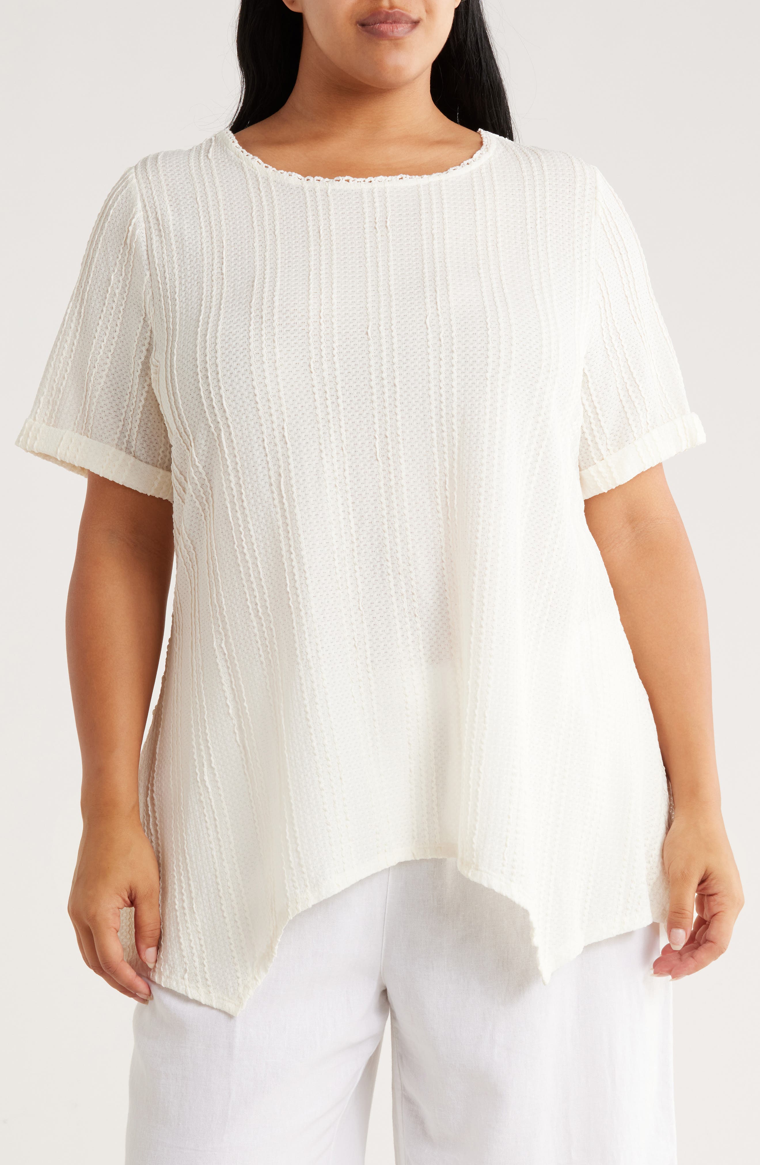 RUBY RD Short Sleeve Textured Knit Top
