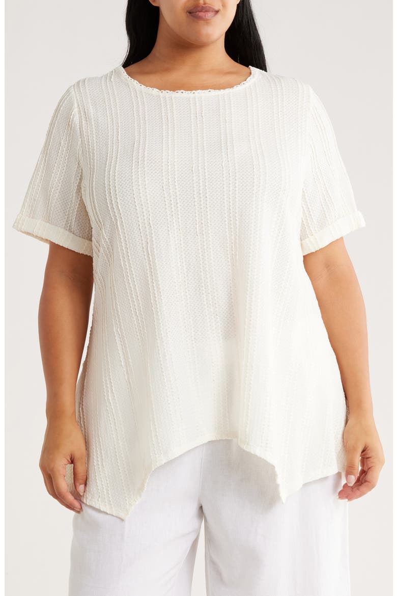 Short Sleeve Textured Knit Top, Main, color, IVORY