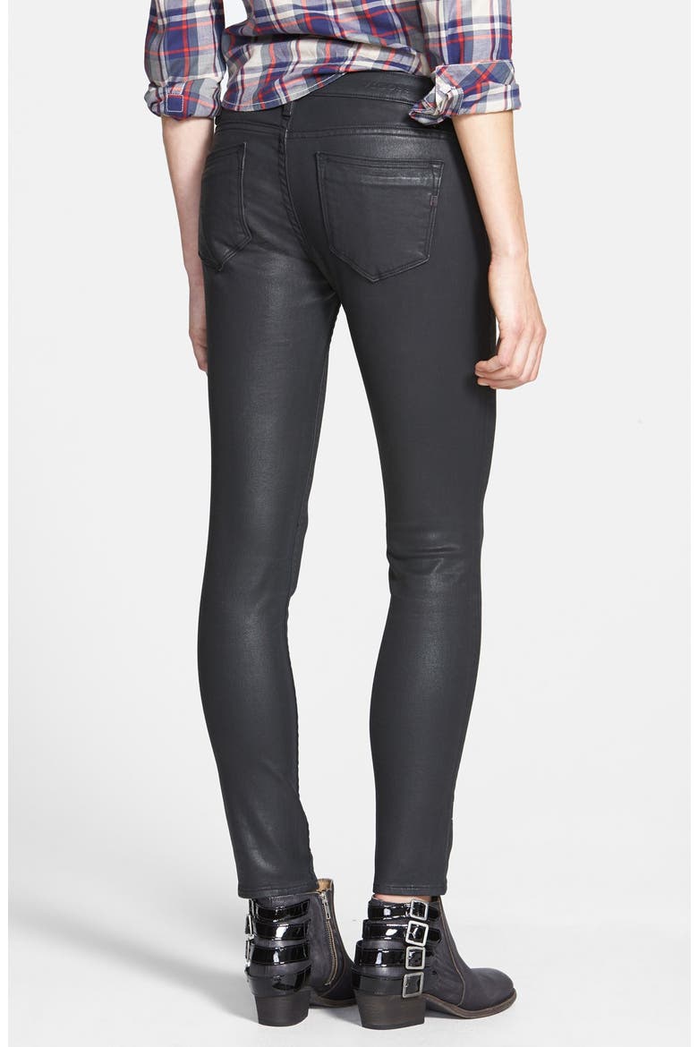 Coated Skinny Jeans, Alternate, color, BLACK