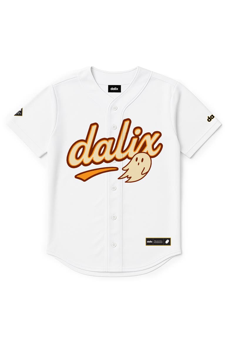 Ghost Baseball Jersey Varsity Shirt, Main, color, White