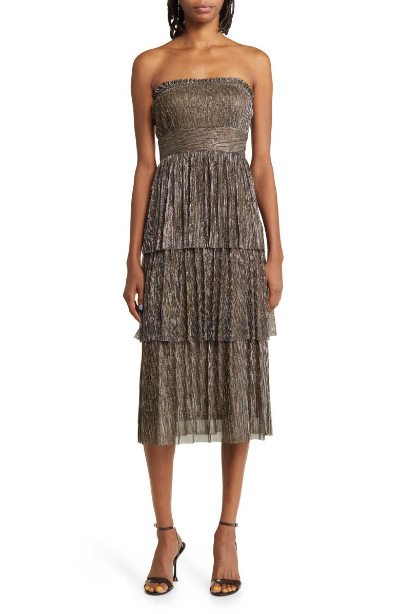Lost + Wander Le Mysterieux Metallic Tiered Dress, Alternate, color,