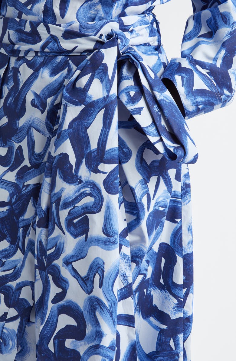 Dries Van Noten Solade Abstract Print Cotton Poplin Midi Skirt, Alternate, color, Blue