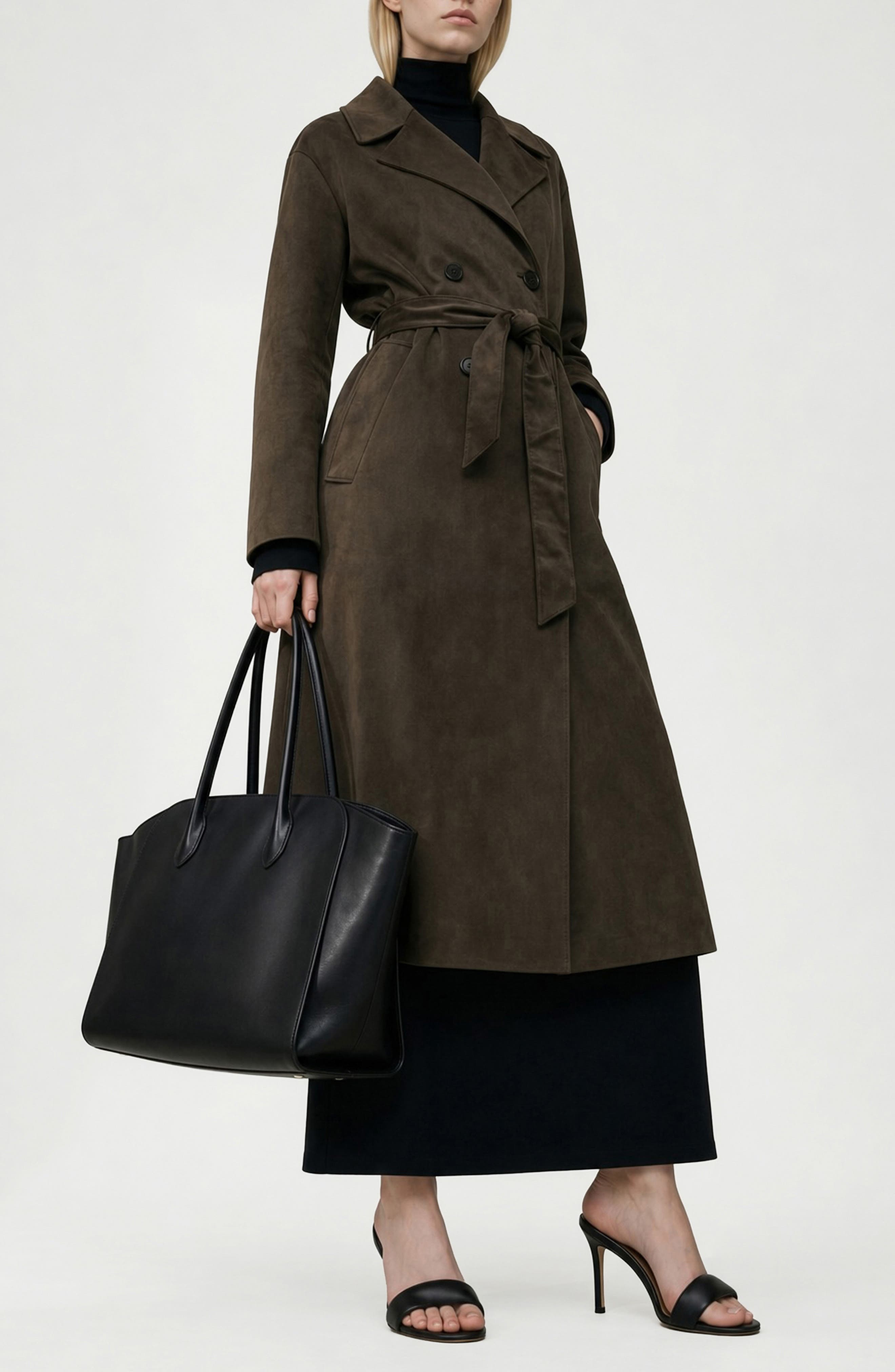 Allison Faux Suede Trench Coat