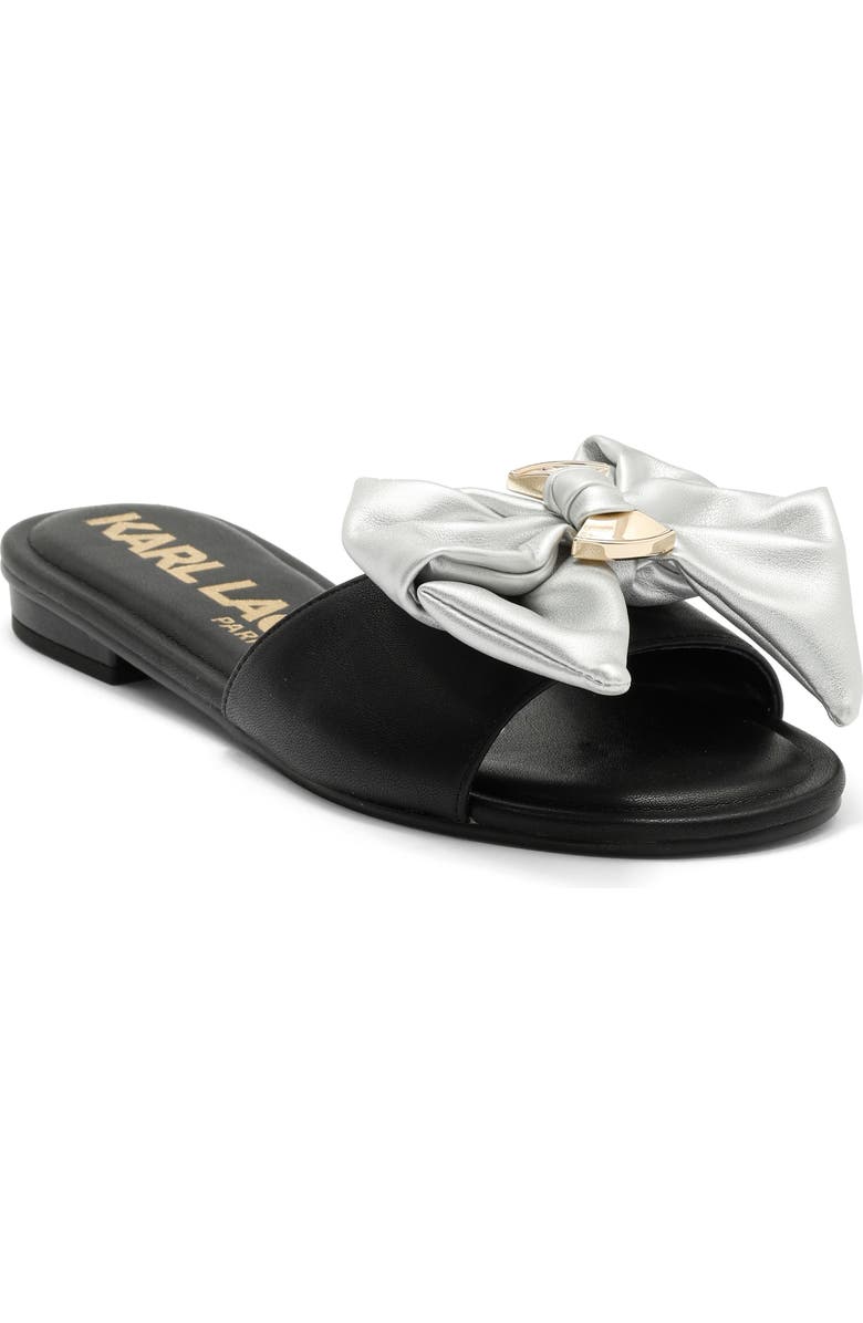 KARL LAGERFELD PARIS Ciaran Slide Sandal, Main, color, Black/ Silver