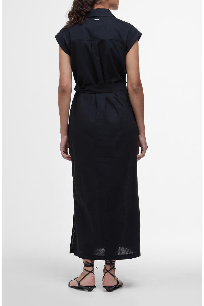 Birdie Cotton & Linen Maxi Shirtdress, Alternate, color, BLACK