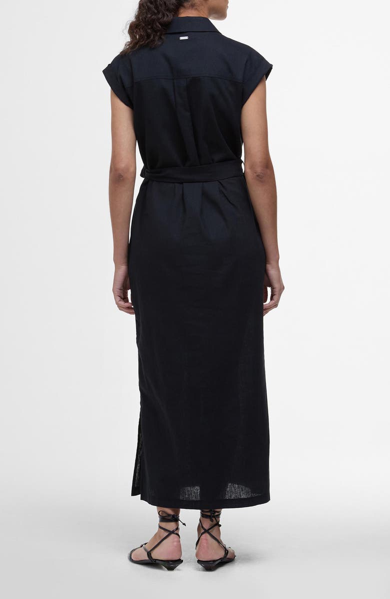 Barbour Birdie Cotton & Linen Maxi Shirtdress, Alternate, color, Black