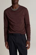 Vince Fine Slub Layered Look Long Sleeve Pima Cotton T-Shirt