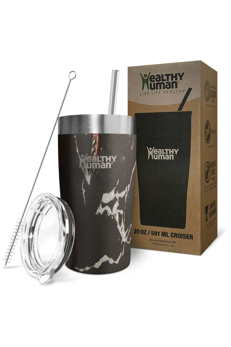 Stainless Steel Tumbler with Straw & Lid, 20 oz Black Onyx, Alternate, color, Black