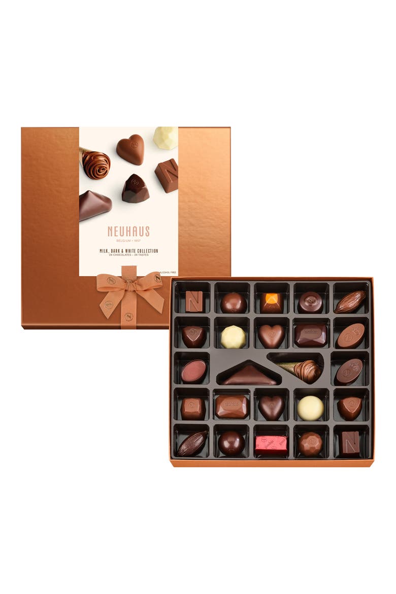 Milk, Dark & White Collection 24-Piece Gift Box, Alternate, color, BROWN