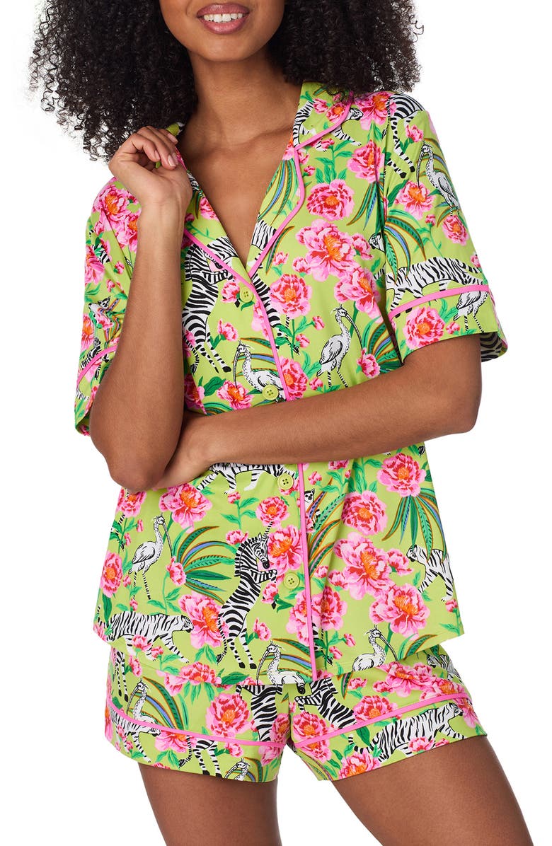 Room Service Pjs Printed Short Pajamas, Alternate, color, Green Pt