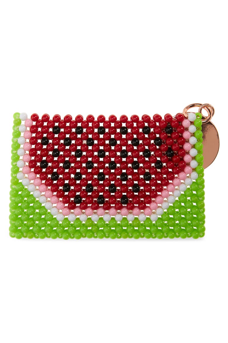 Watermelon-ita Beaded Card Holder, Alternate, color, MULTI
