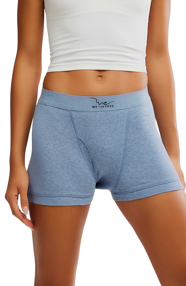 Free People We the Free Cotton Boxer Briefs, Alternate, color, Denim Heather
