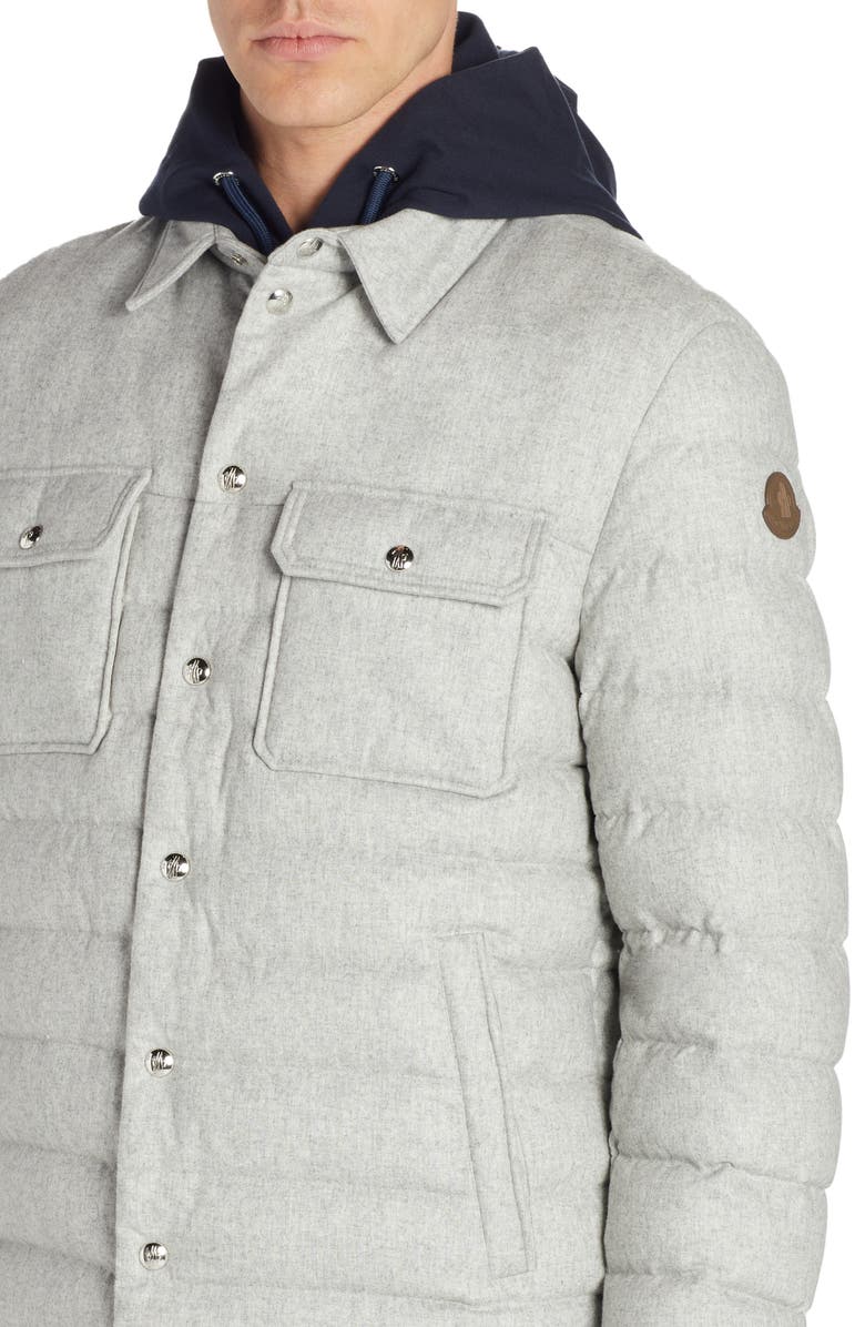 Moncler Mirmandix Quilted Flannel Down Shirt Jacket, Alternate, color,