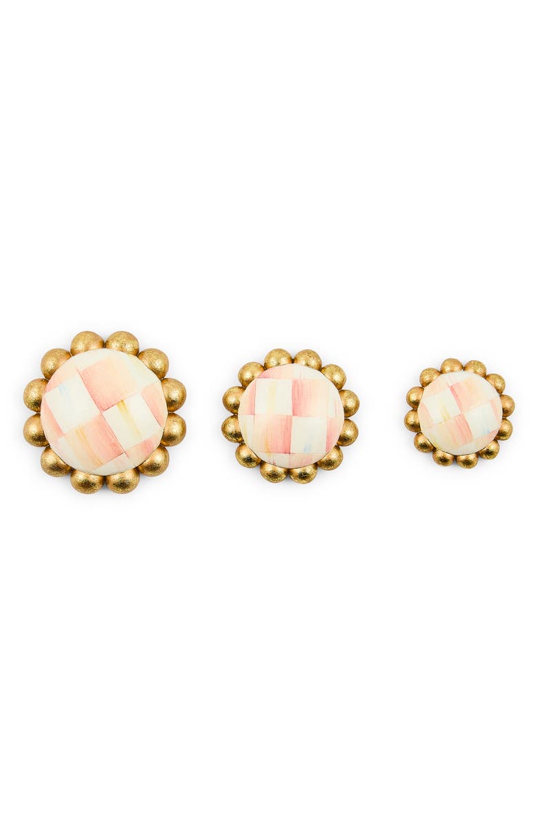 MACKENZIE CHILDS Rosy Check Set of 3 Magnets, Alternate, color, Rosy
