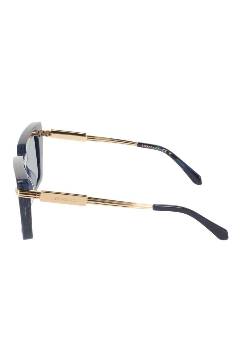 52mm Rectangular Sunglasses, Alternate, color, BLUE HORN