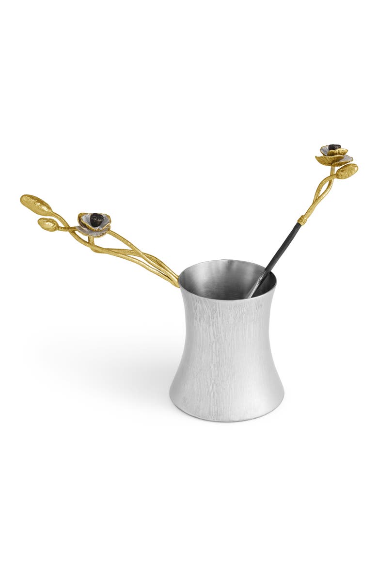 Anemone Coffee Pot & Spoon Set, Alternate, color, SILVER/ GOLD