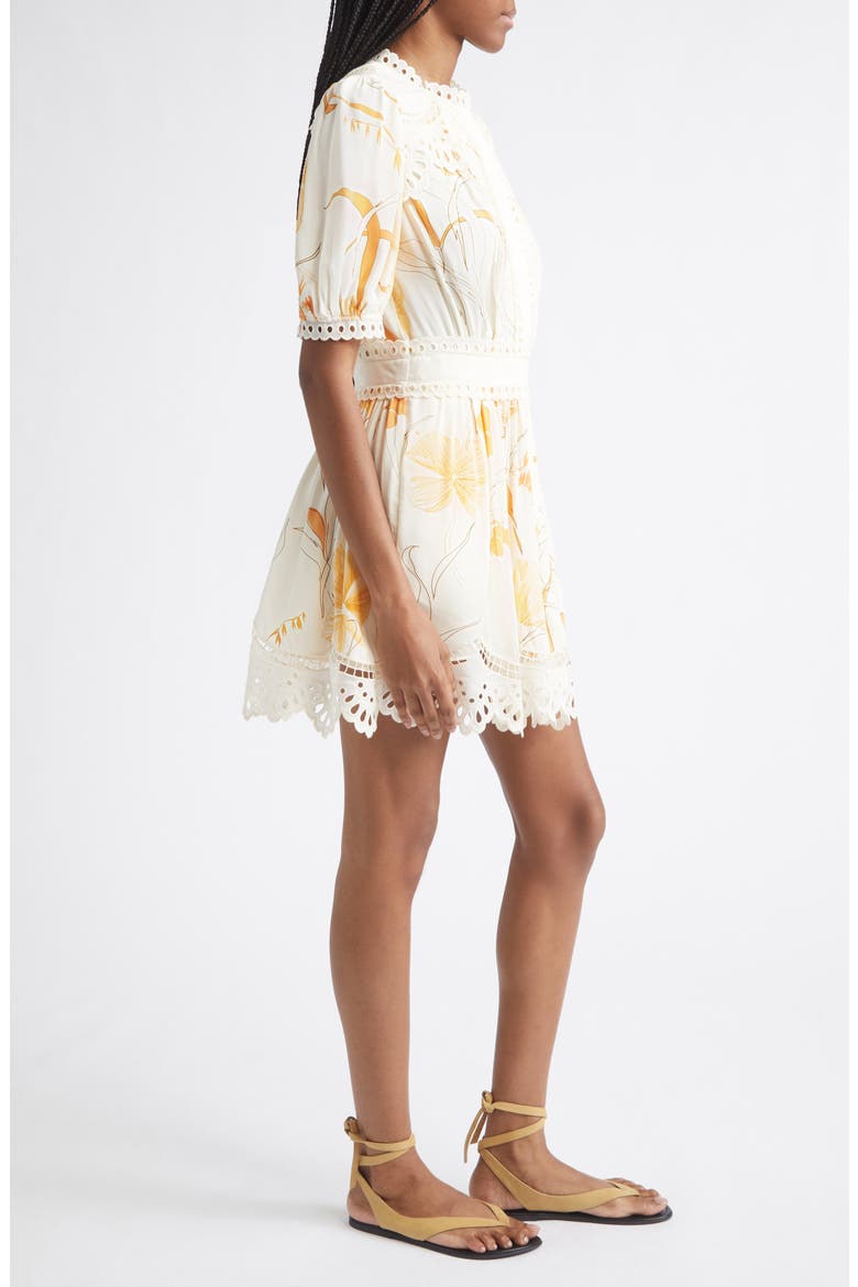 Lacey Print Eyelet Minidress, Alternate, color, IVORY/ PINK
