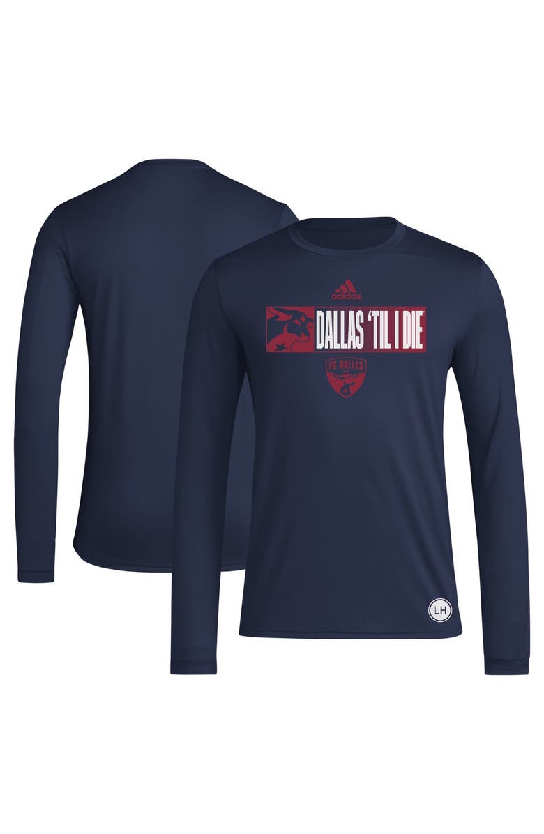 adidas Men's adidas Navy FC Dallas 2024 Jersey Hook AEROREADY Long Sleeve T-Shirt, Main, color, 