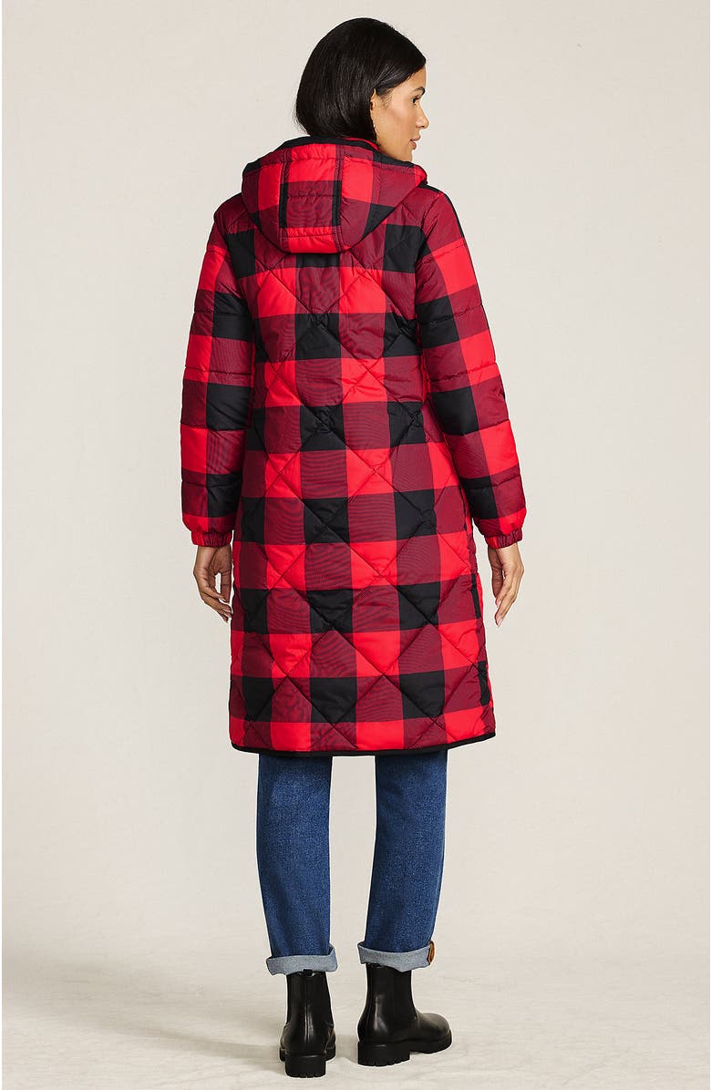 Lands' End FeatherFree Insulated Diamond Quilted Maxi Coat, Alternate, color, Compass Red Check