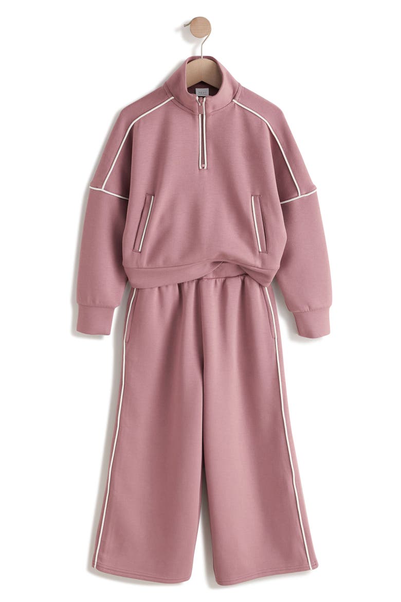 Kids' Half Zip Sweatshirt & Wide Leg Sweatpants Set, Main, color, PINK