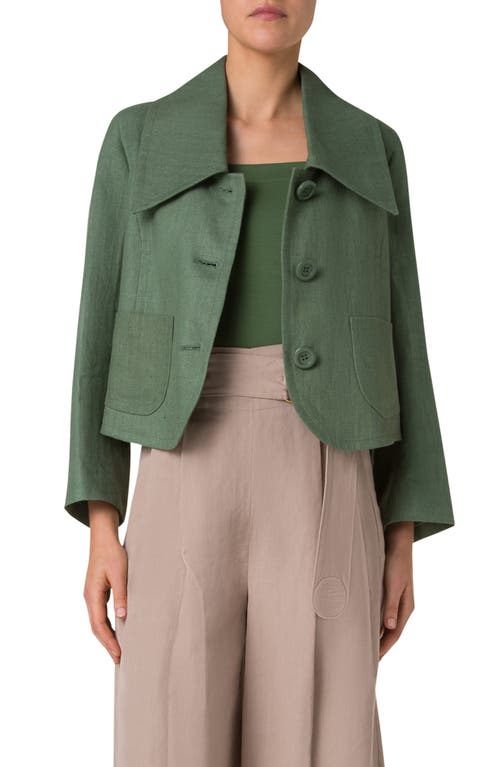Akris Punto Raw Linen Jacket In Laurel