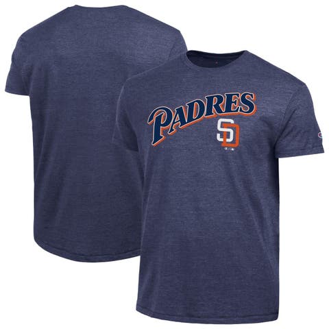 Men's Champion  Navy San Diego Padres Cooperstown Wordmark Lockup Tri-Blend T-Shirt
