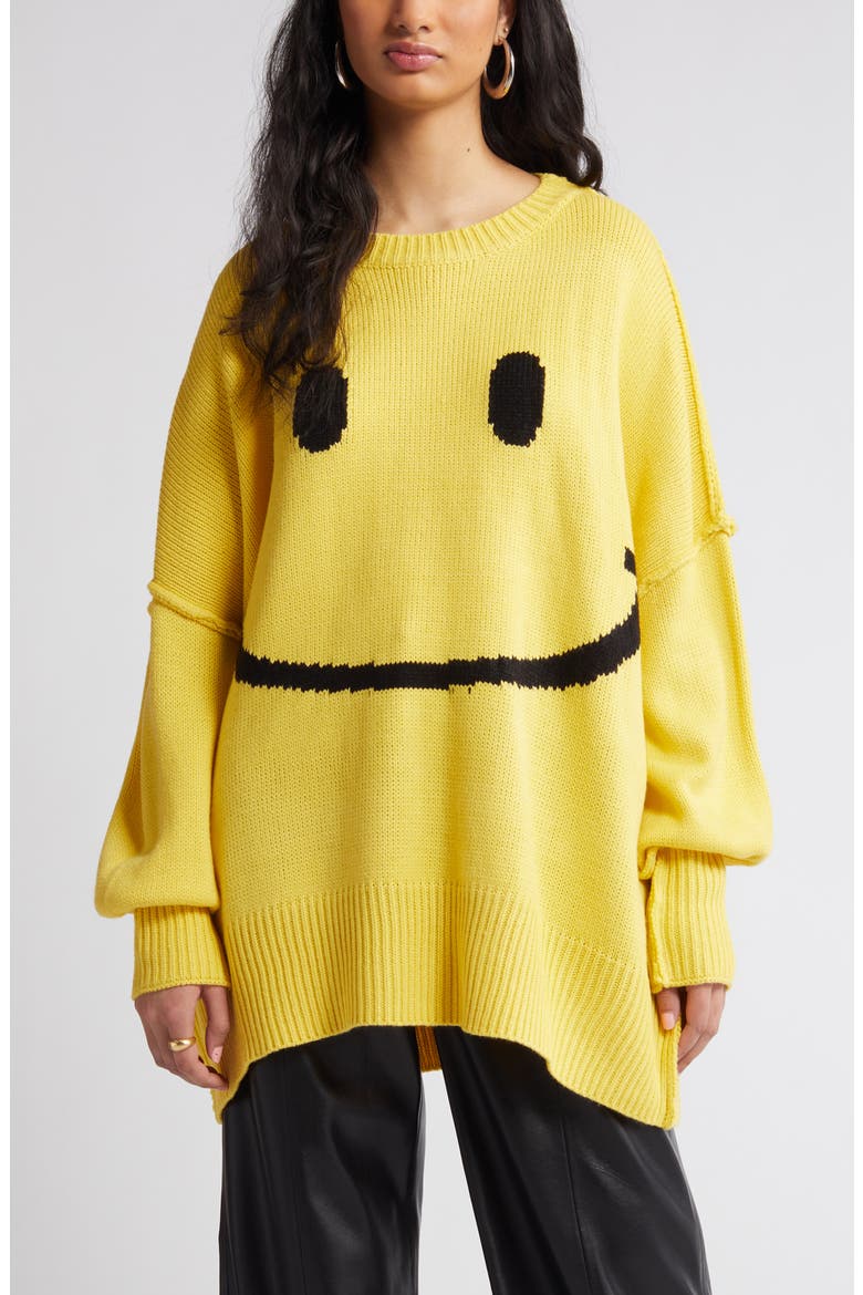Smile Oversize Sweater, Alternate, color, YELLOW