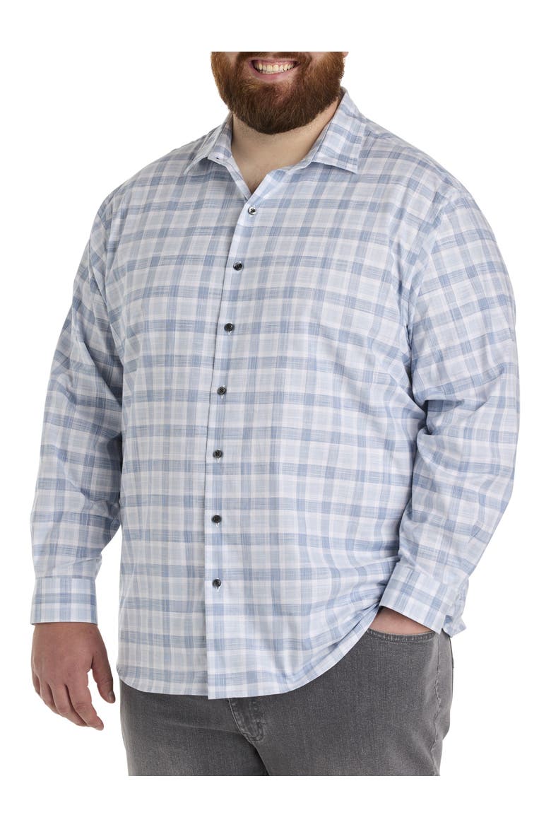Big & Tall Plaid Sport Shirt, Alternate, color, BLUE