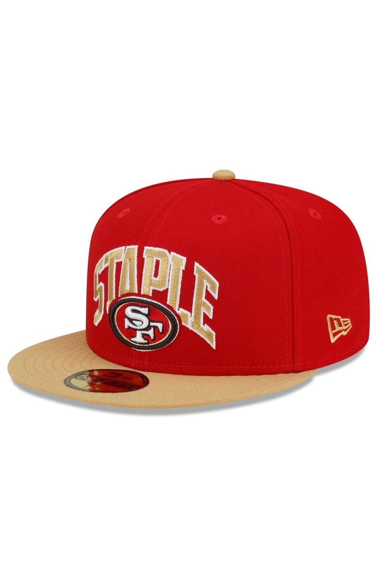 New Era x Staple Men's New Era Scarlet/Gold San Francisco 49ers NFL x Staple Collection 59FIFTY Fitted Hat, Alternate, color, Scarlet