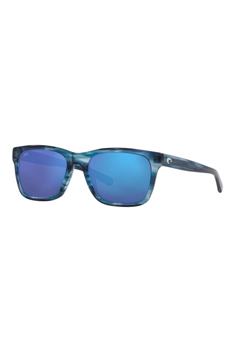 Tybee 55mm Mirrored Polarized Rectangle Sunglasses, Alternate, color, BLUE MIRROR