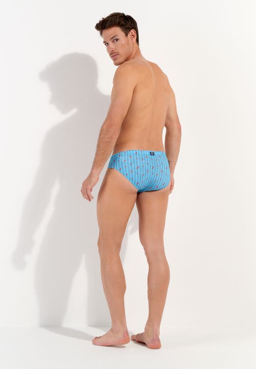 Hom Espelette Swim Mini Briefs In Turquoise Print