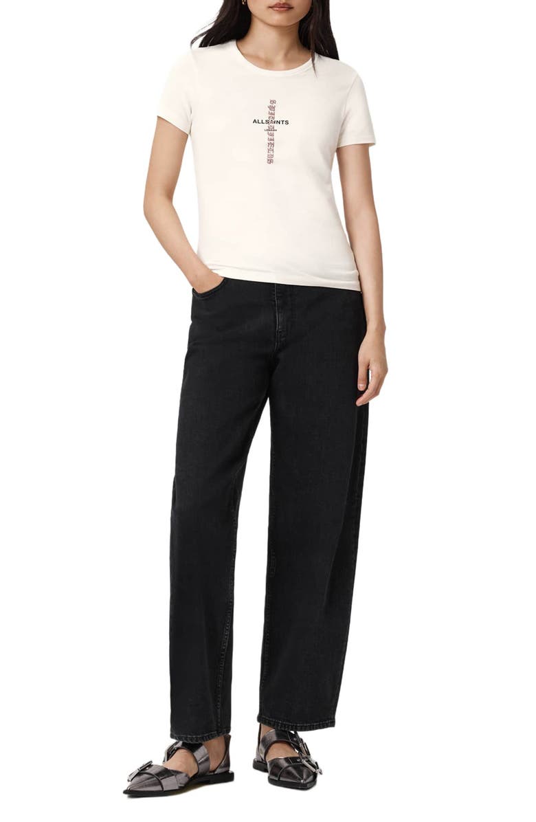 AllSaints Knox Stevie Logo T-Shirt, Alternate, color, Ashen White