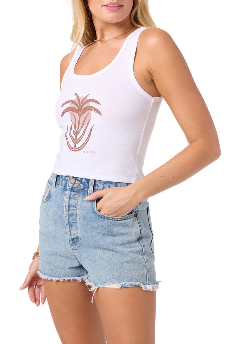 Palm Sun Cotton Graphic Tank, Alternate, color, WHITE