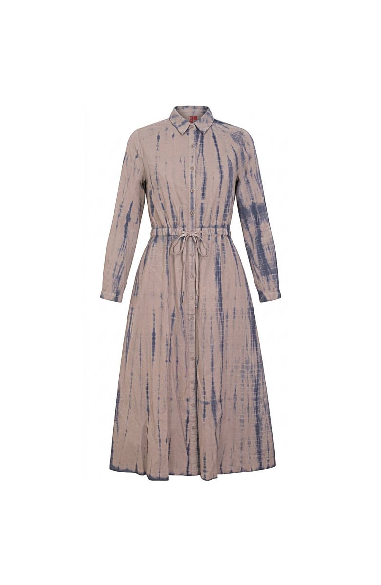 Red Myth Tie Dye Button-Down Cotton Midi Shirt Dress, Main, color, Stone