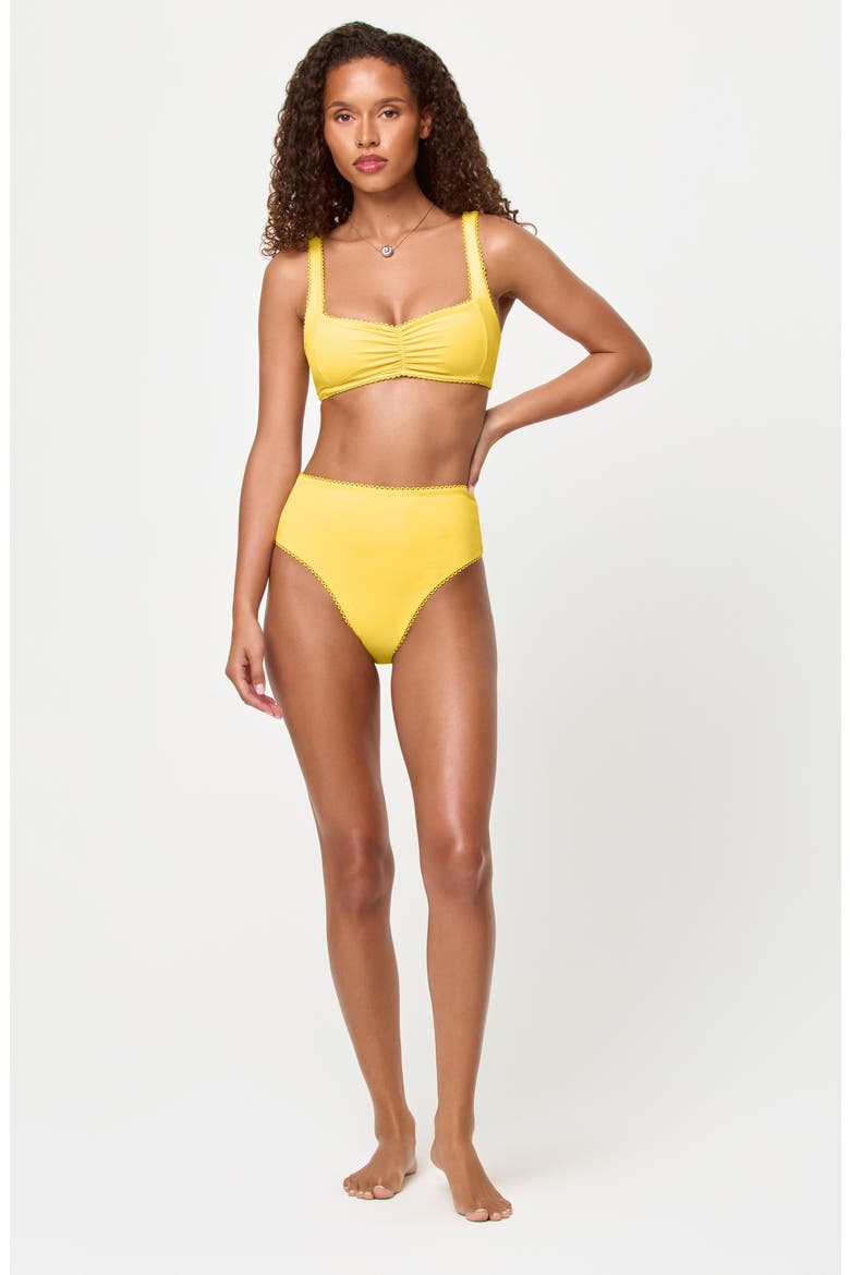 Soleil High Waist Rib Bikini Bottoms, Alternate, color, DITSY