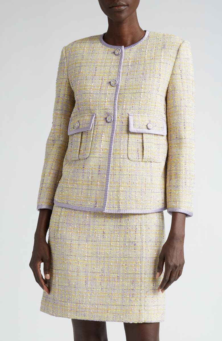 St. John Collection Metallic Slub Tweed Jacket, Main, color,