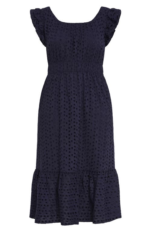 City Chic Sweet Broderie Anglaise Maxi Dress In Navy