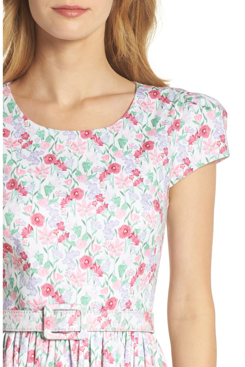 Packed Bouquet Print Stretch Cotton Dress, Alternate, color, CLOUD/ PINK