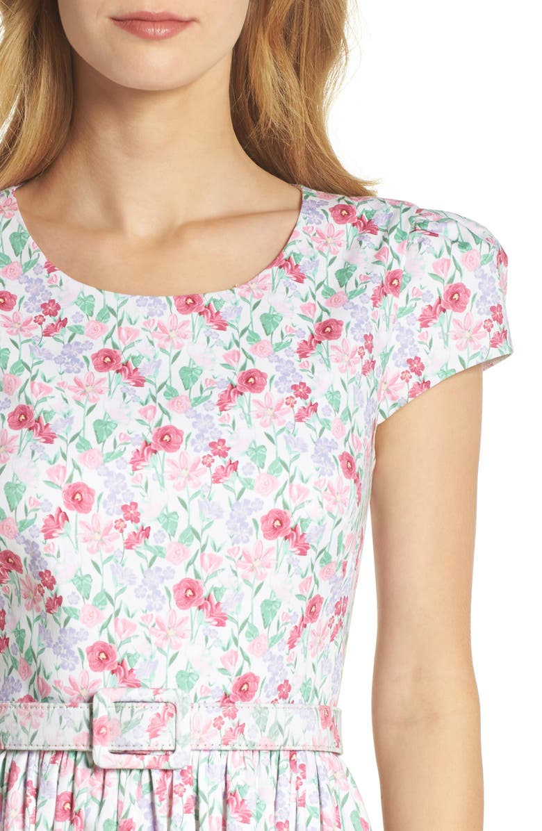 Gal Meets Glam Collection Packed Bouquet Print Stretch Cotton Dress, Alternate, color,