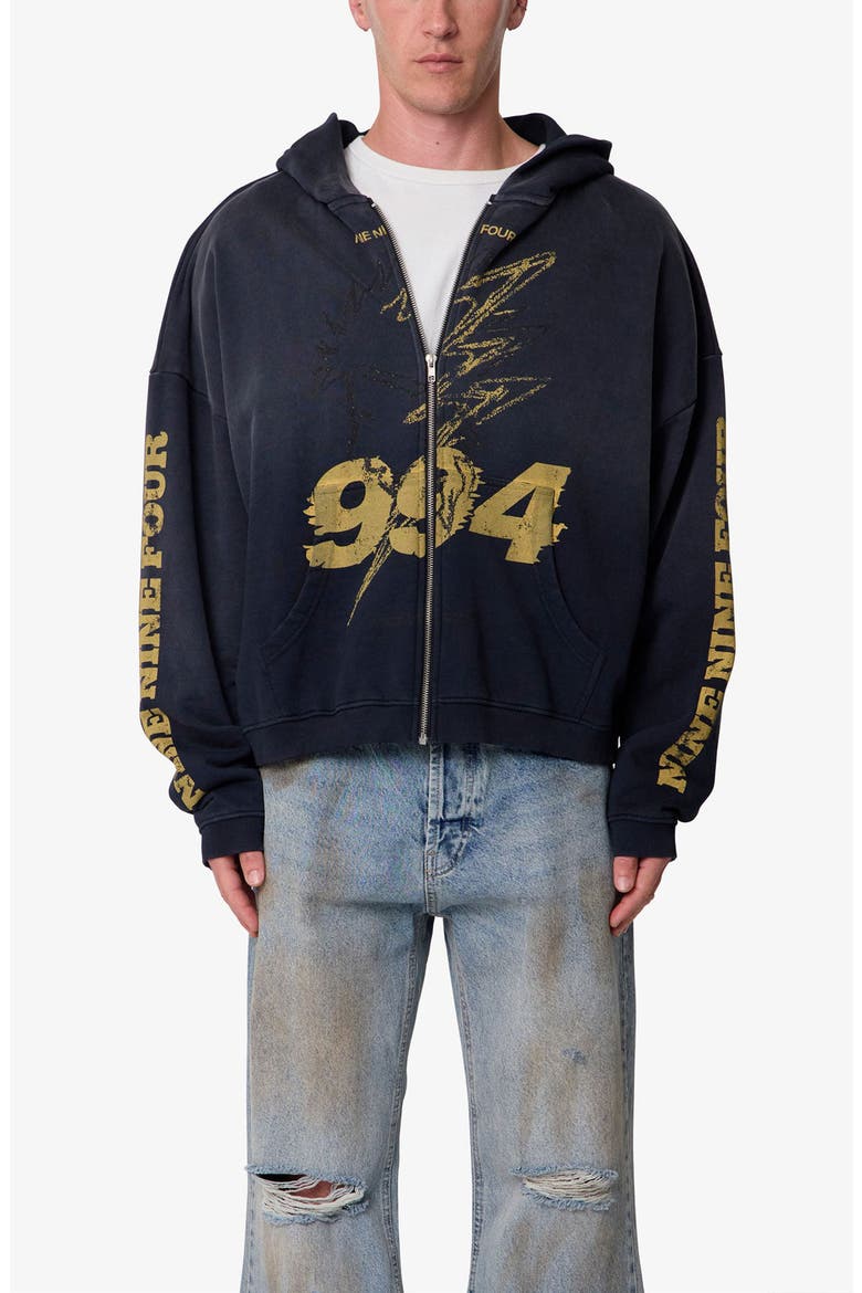 Quiet Graphic Full Zip Hoodie, Alternate, color, WASHED BLACK