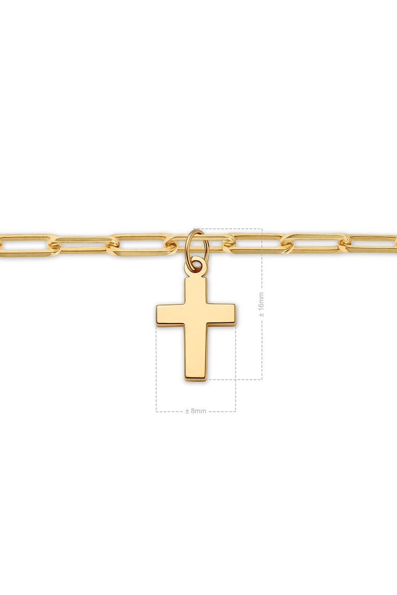 Cross Charm Paperclip Chain Bracelet in 14K Gold, Alternate, color, Yellow Gold