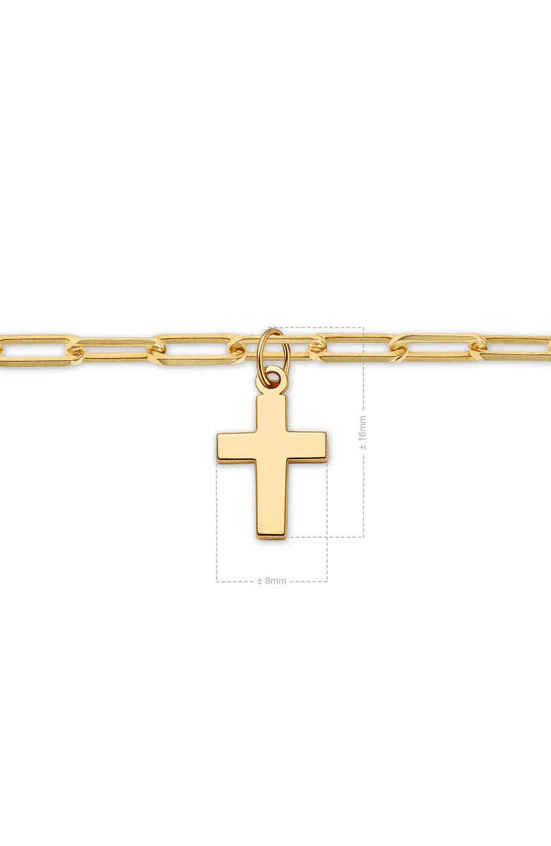 DEVATA Cross Charm Paperclip Chain Bracelet in 14K Gold, Alternate, color, Yellow Gold