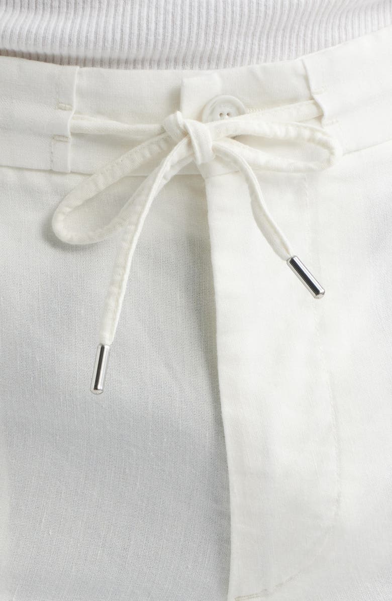 BOSS Kane Flat Front Linen Blend Drawstring Shorts, Alternate, color, White