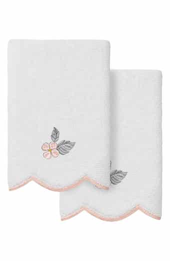 Hydea Scalloped Set of 2 Embroidered Washcloths