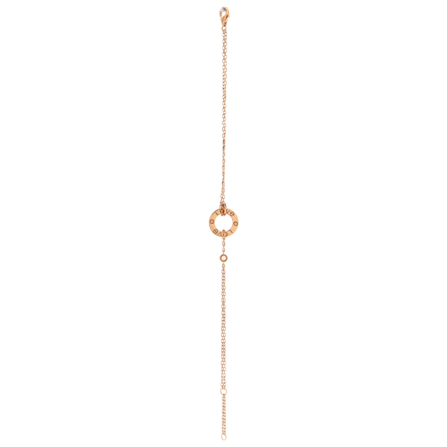 2 Diamonds Love Bracelet 18K Rose Gold with Diamonds, Alternate, color, Metallic Gold